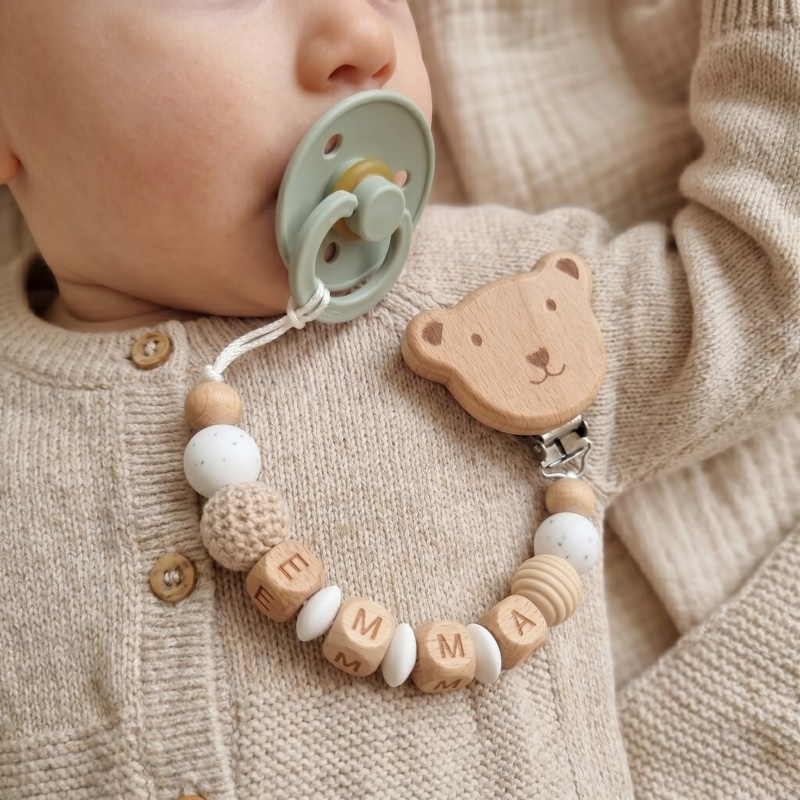 Baby Food Teether - Personalizowany klips do smoczka z imieniem,